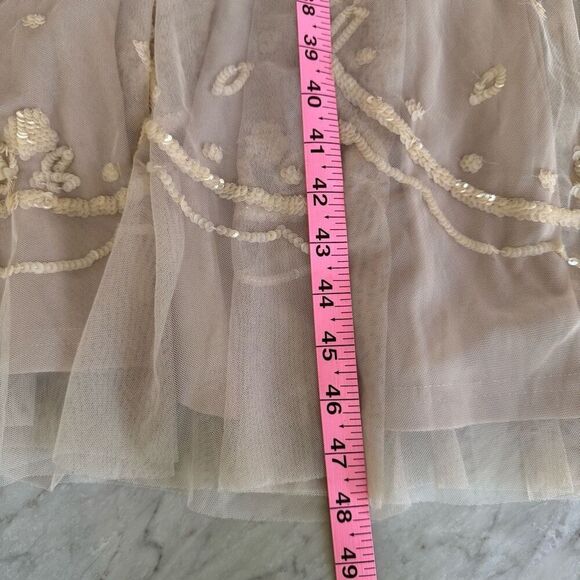 MAC DUGGAL Nude Sequined Illusion High Neck Long Sleeve Midi Dress size 10 NWOT - Picture 9 of 9